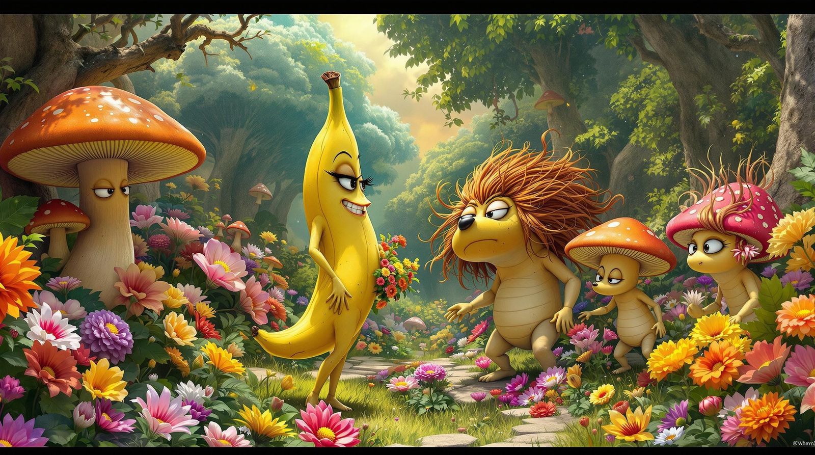 Sensual Fantasy Scene in Whimsical 3D Art Style