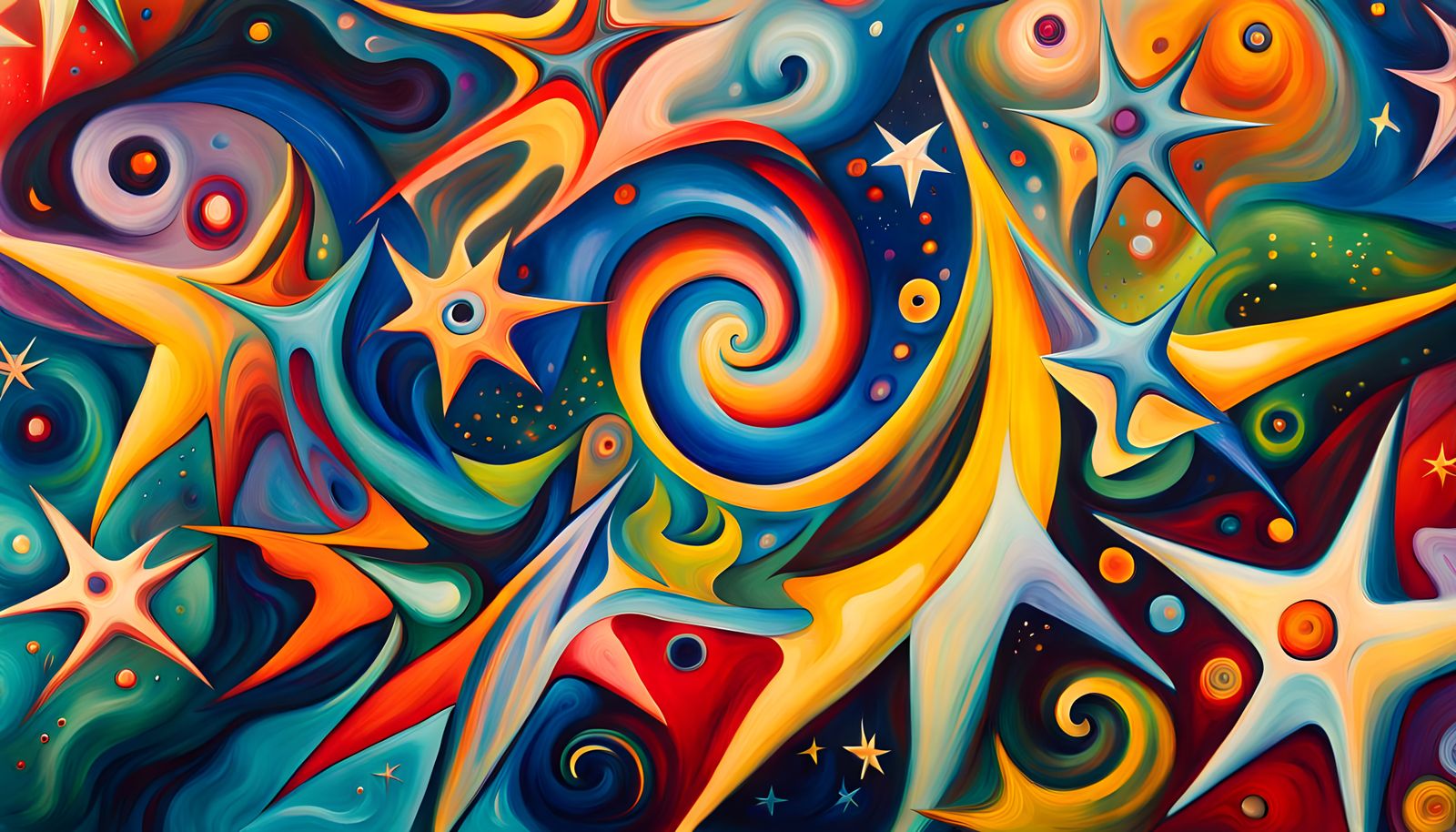 Iridescent Stars Amidst Cosmic Energy: Abstract Expressionis...