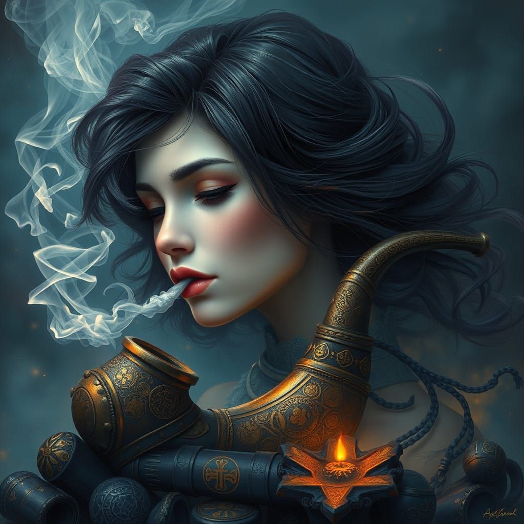 Enchanted Smoker in a Dreamlike Realm