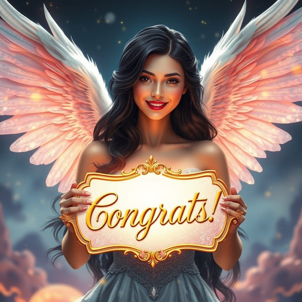 Angel of Congratulations in Dreamlike Landscape