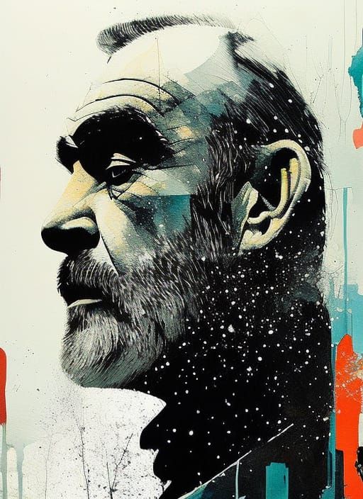 Dramatic Double Exposure Portrait in Oil on Canvas