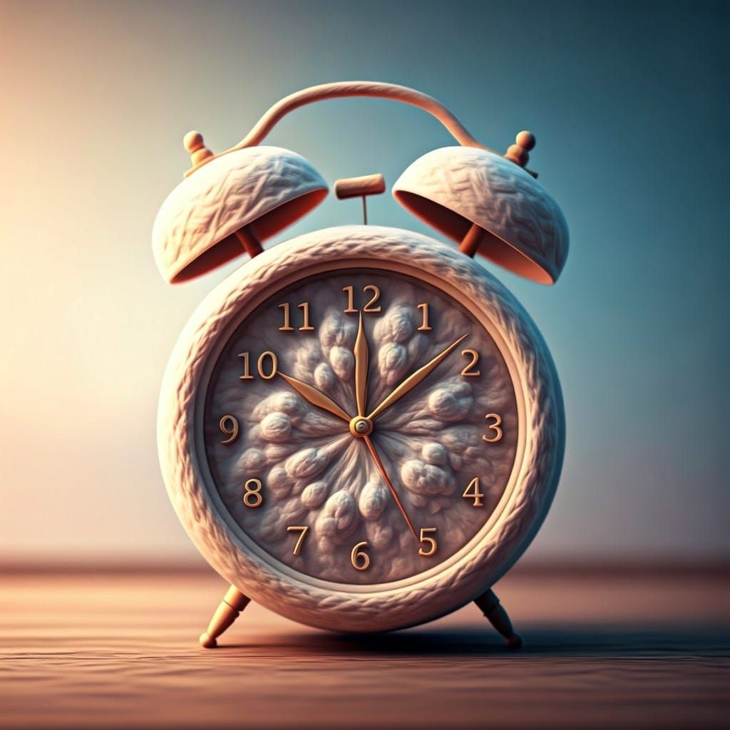 Cotton Wool Alarm Clock in Dreamy Fantasy Art