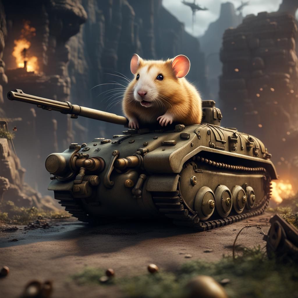 WWII Battle Hamster: Detailed Matte Painting