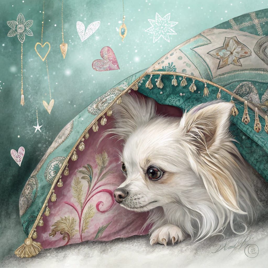 Whimsical Chihuahua Seeks Treasure in Antique-Adorned Lair