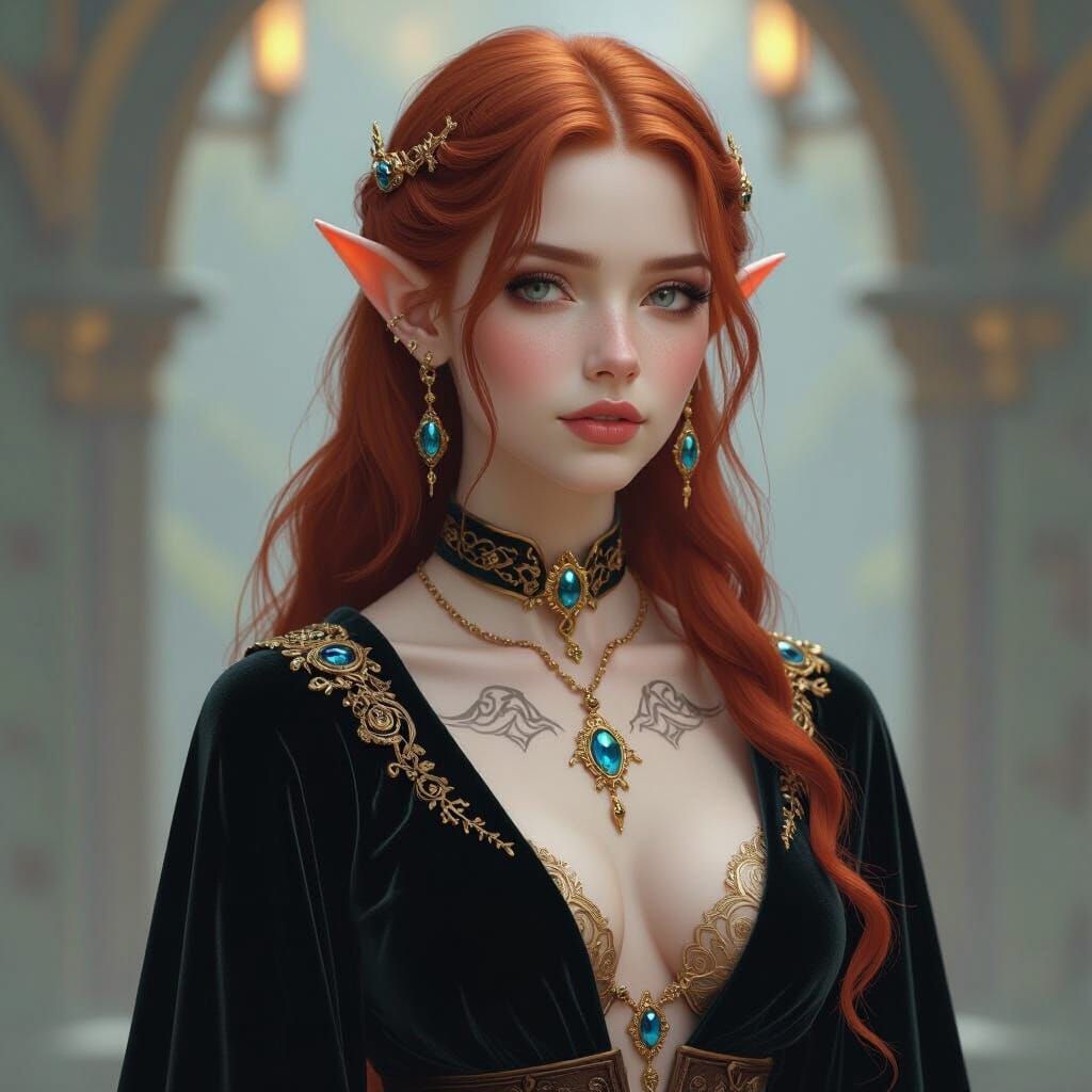 Elven Beauty with Runes in Fantasy Art Style