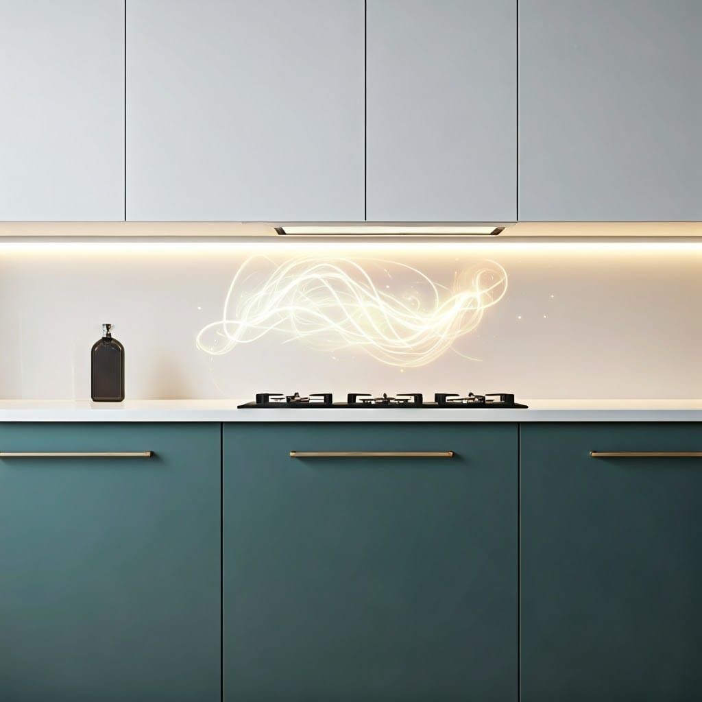 Futuristic Minimalist Kitchen with Neon Lighting