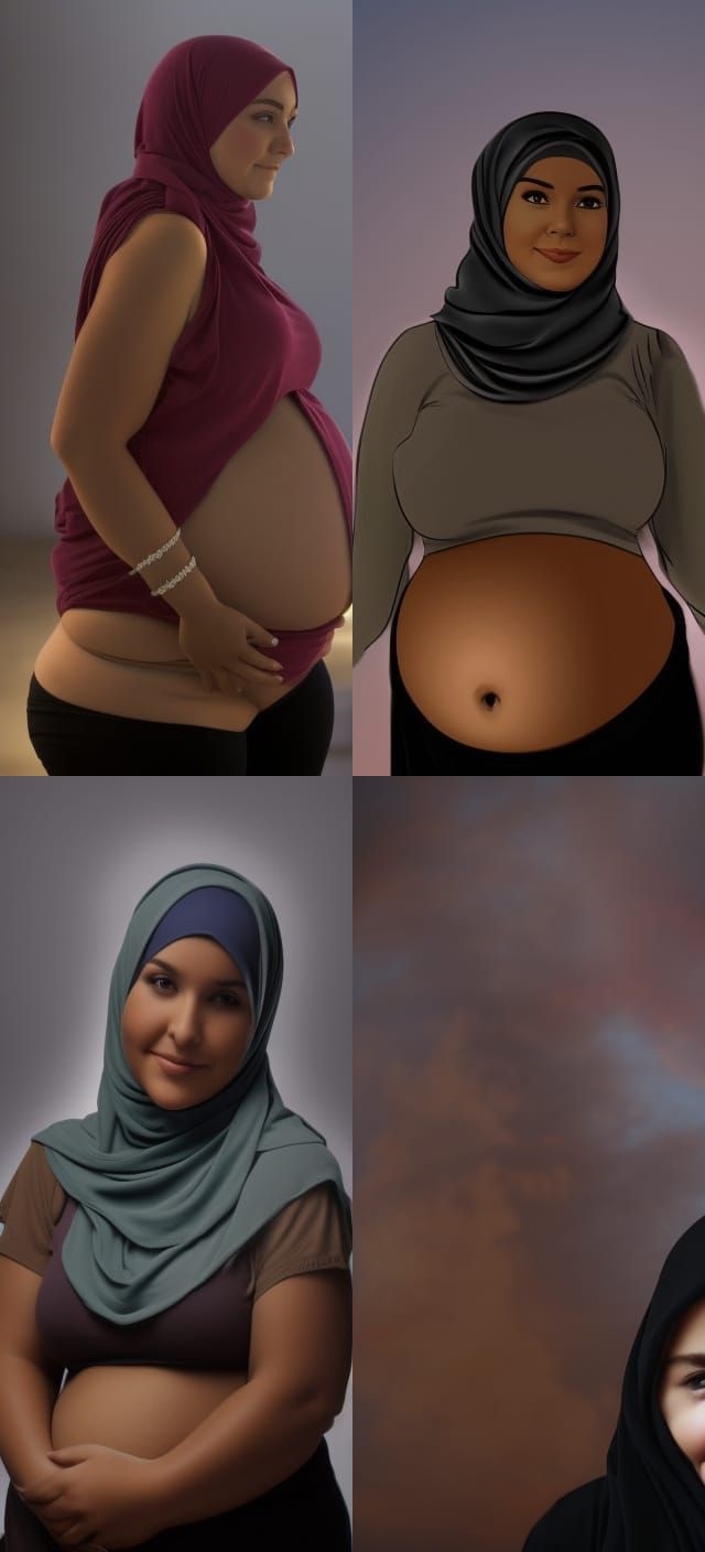 Girl with Hijab and Large Belly
