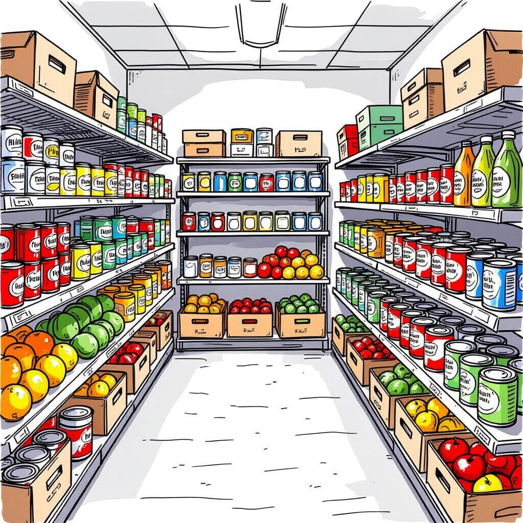 Whimsical College Food Pantry Sketch