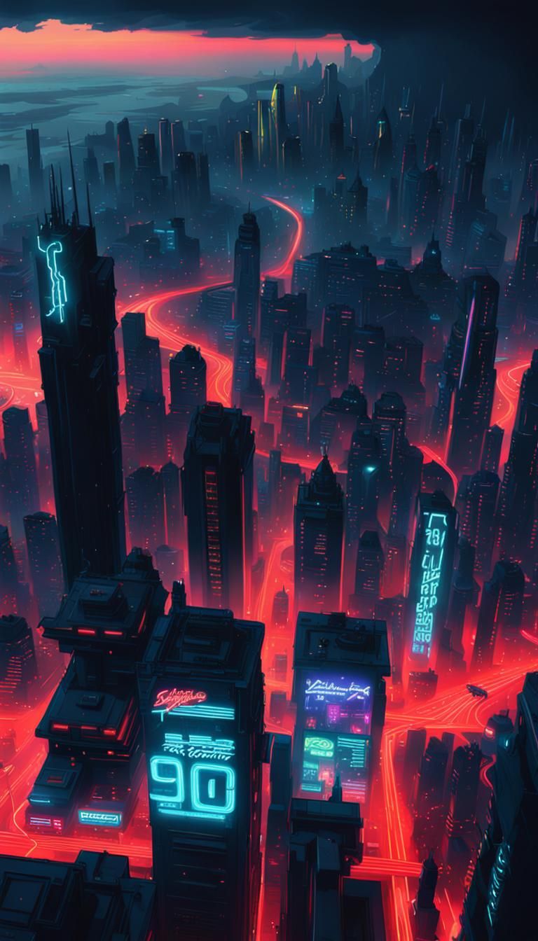 Cyberpunk Cityscape of the Future in Neon