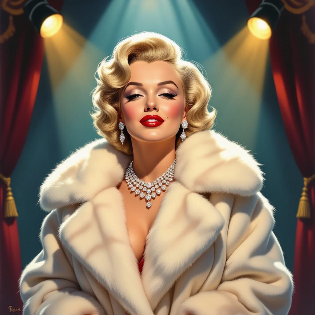 Marilyn Monroe: Hollywood Glamour in Cinematic Oil Painting