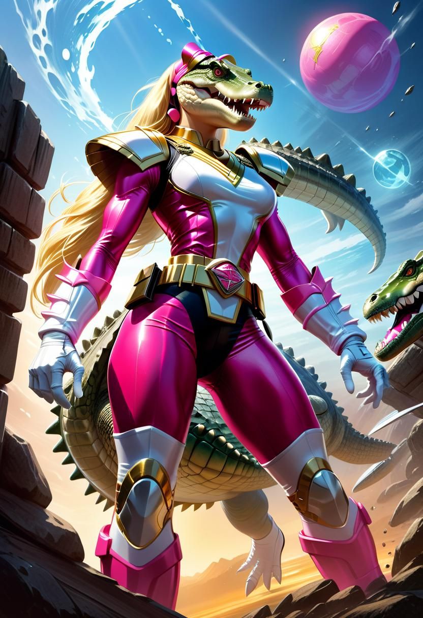 Giant Crocodile Superhero in Comic Book Style