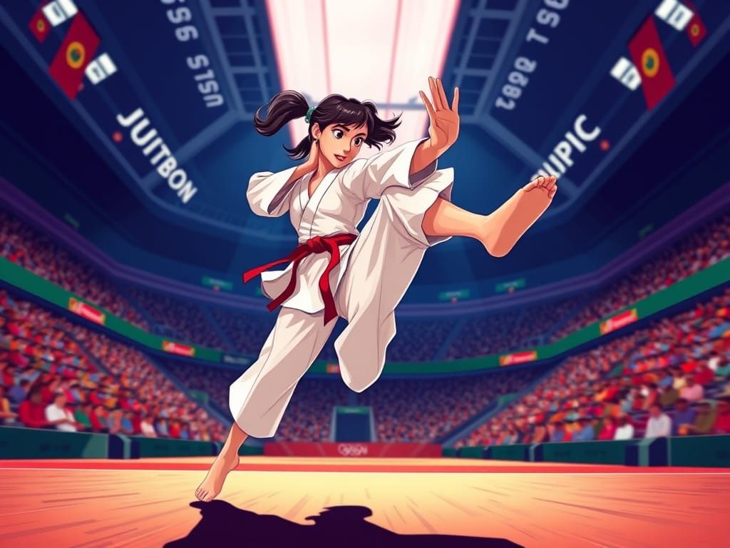 Dynamic Karate Kick in Animated Style