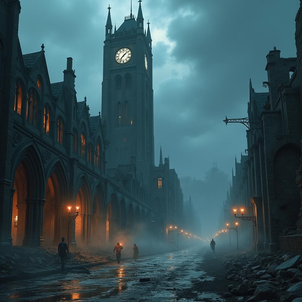 Epic Dystopian Cityscape in Gothic Ruins