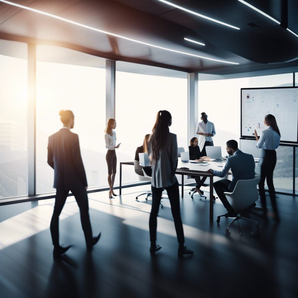 Digital Strategy Meeting in Open Office Space