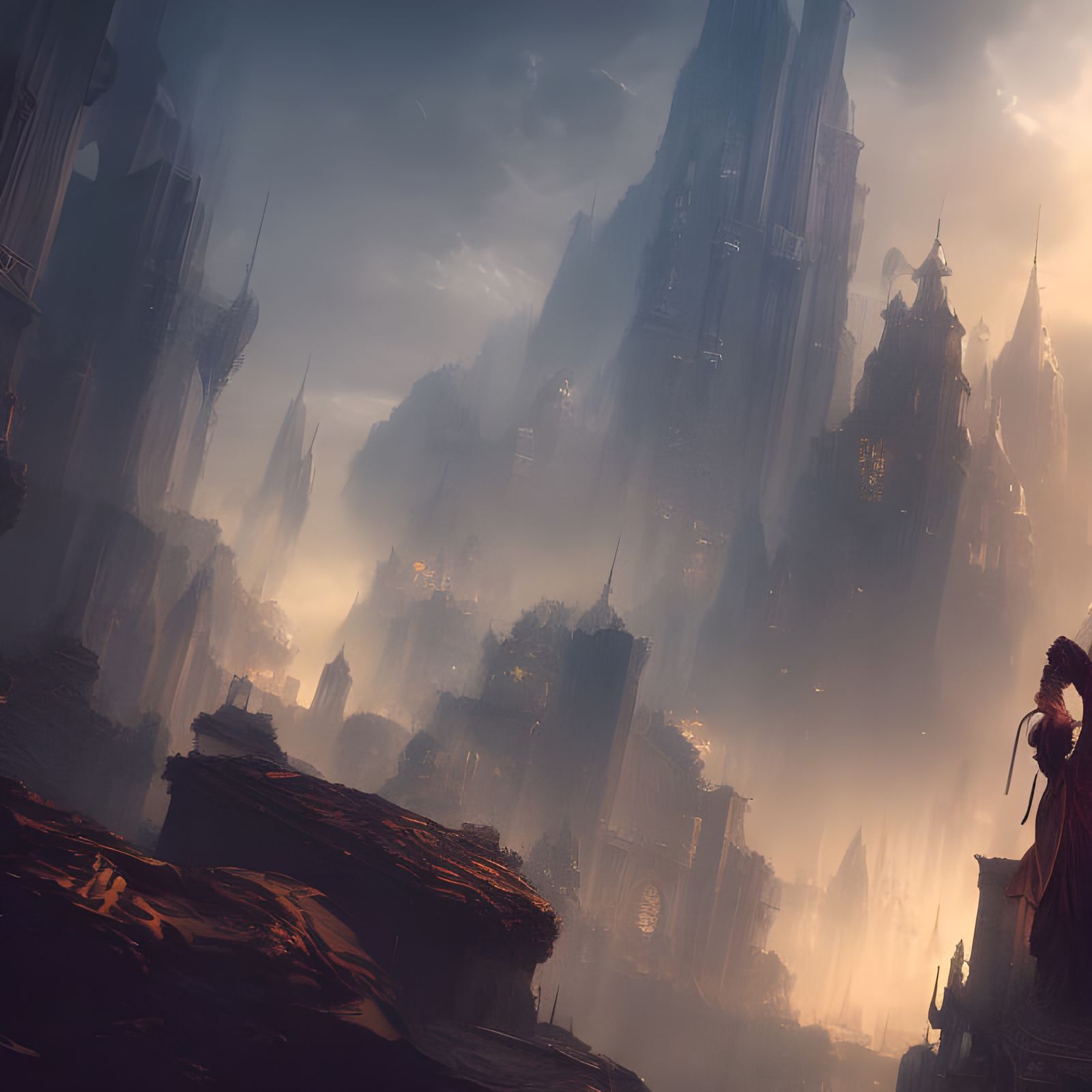 Steampunk Lizard Magi in Hyper-Realistic Cityscape