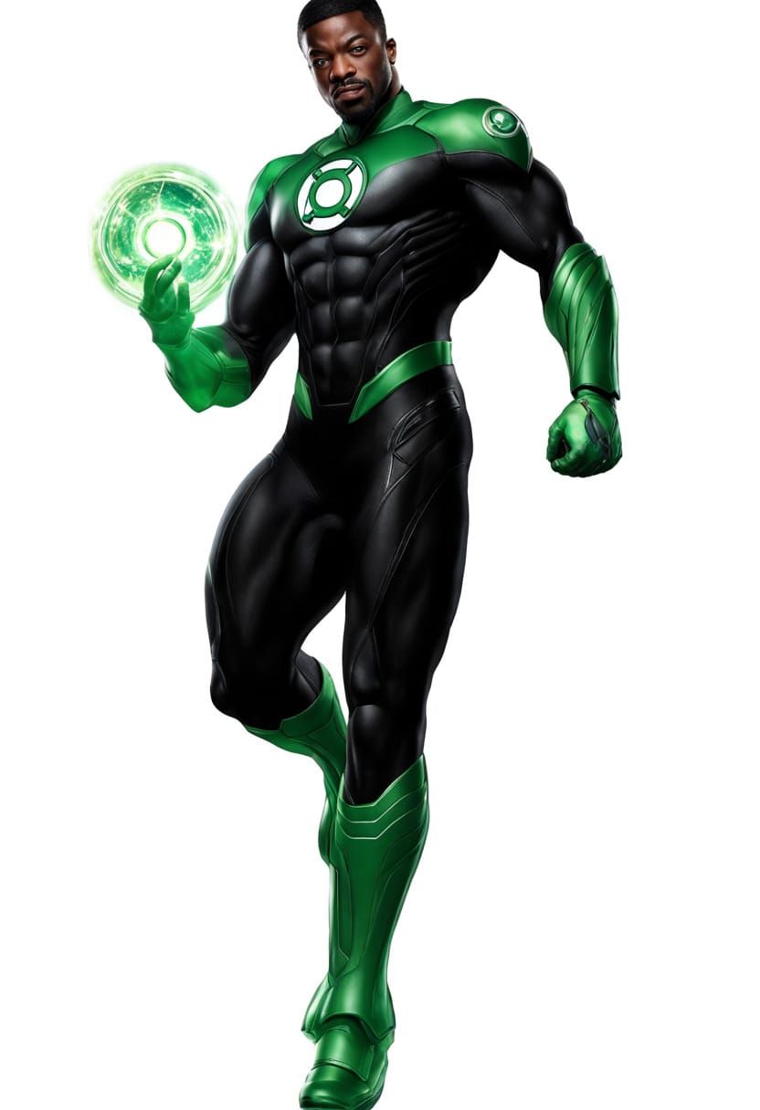Green Lantern John Stewart, Ultrarealistic Full-Body Portrai...