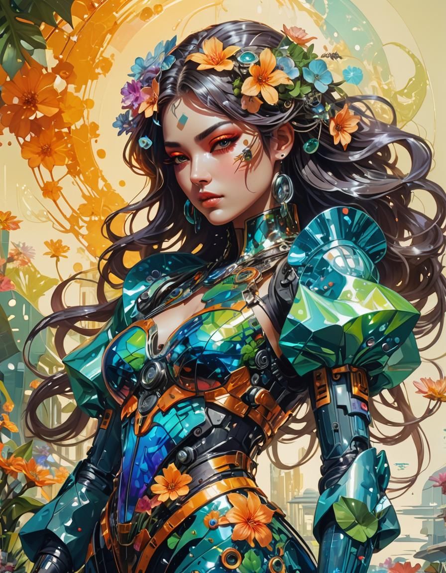 Cyberpunk Anime Model in Avant-Garde Outfit