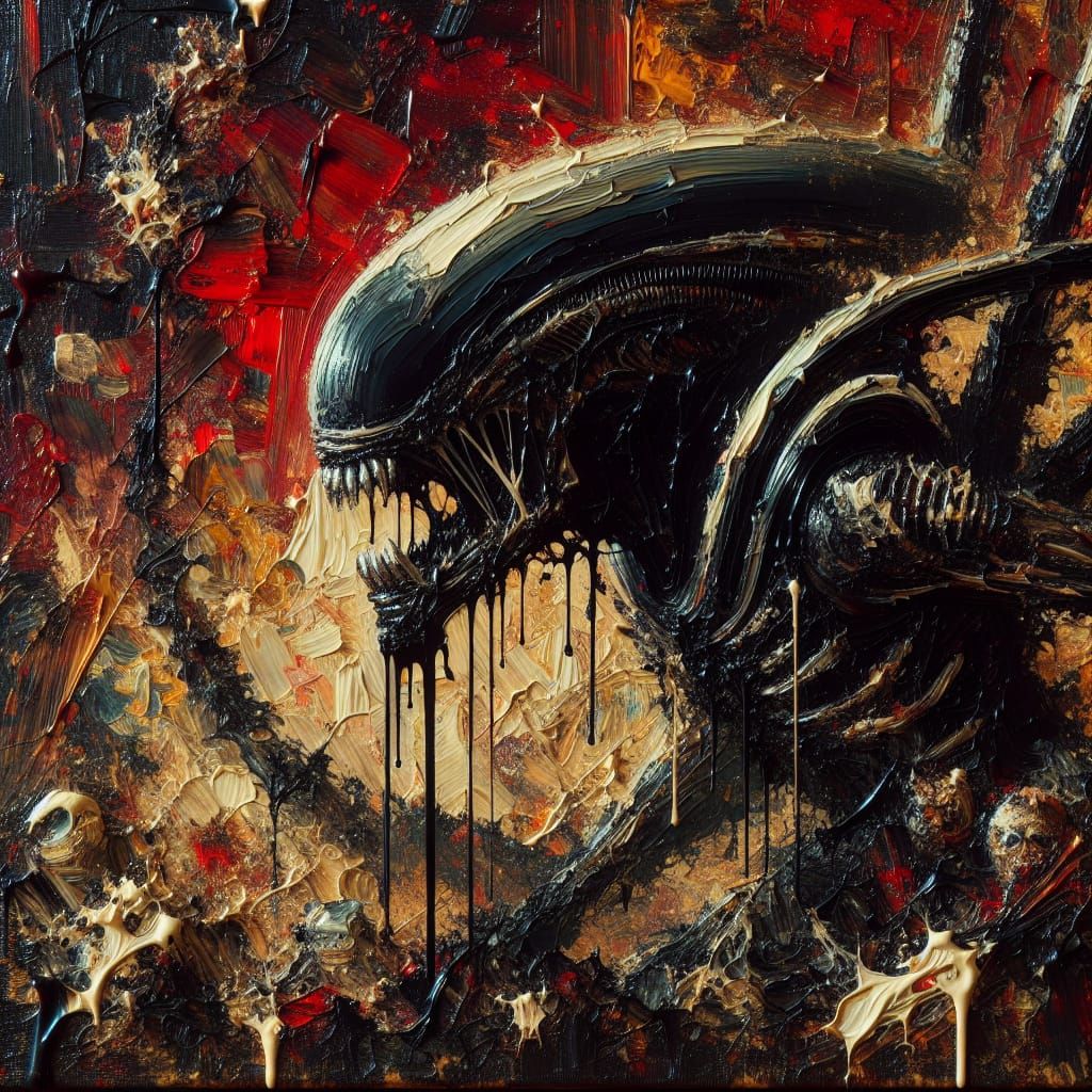 Gothic Alien Creature in Impasto Style