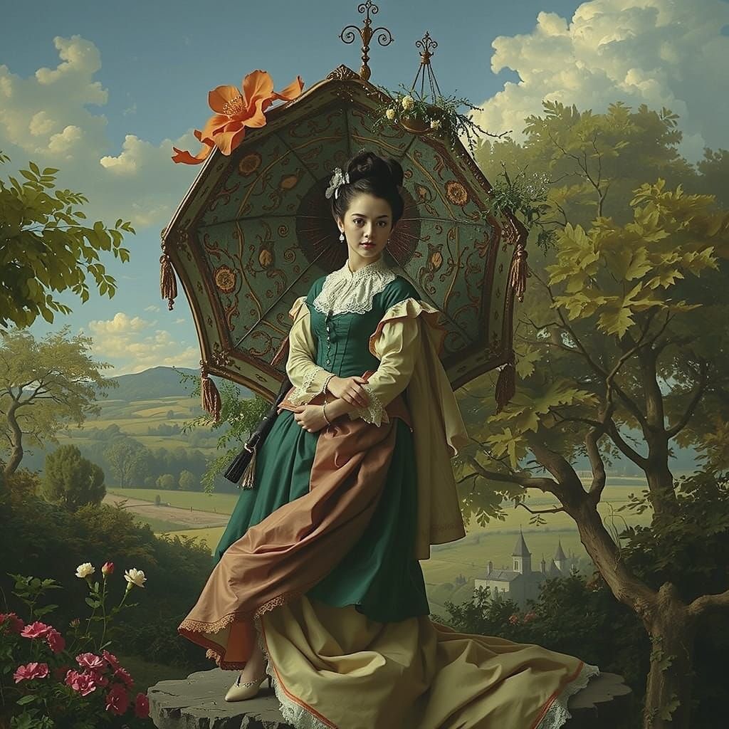 Rococo Figure in French Countryside