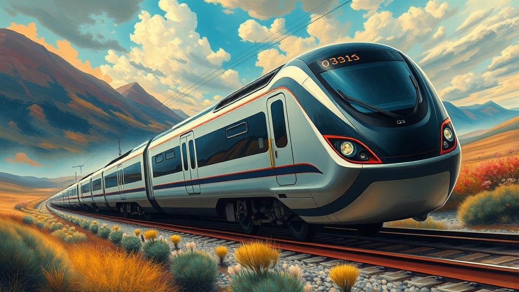 Futuristic Train in Surrealist Dreamscape