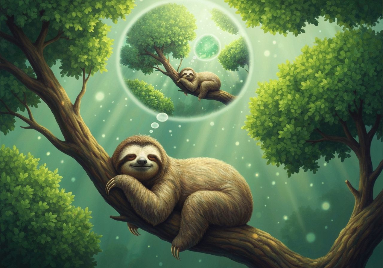 Surreal Sloth Dream in Ethereal Glow Oil Painting