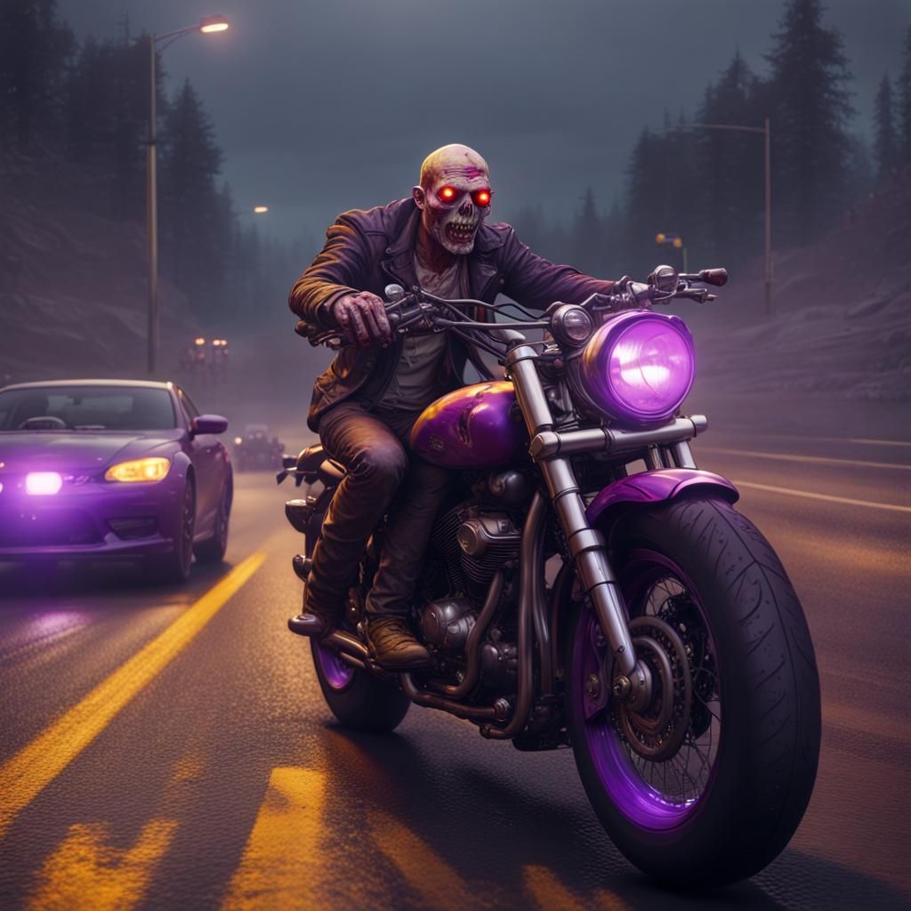 Zombie Motorcycle Ride: Dark Fantasy Concept Art