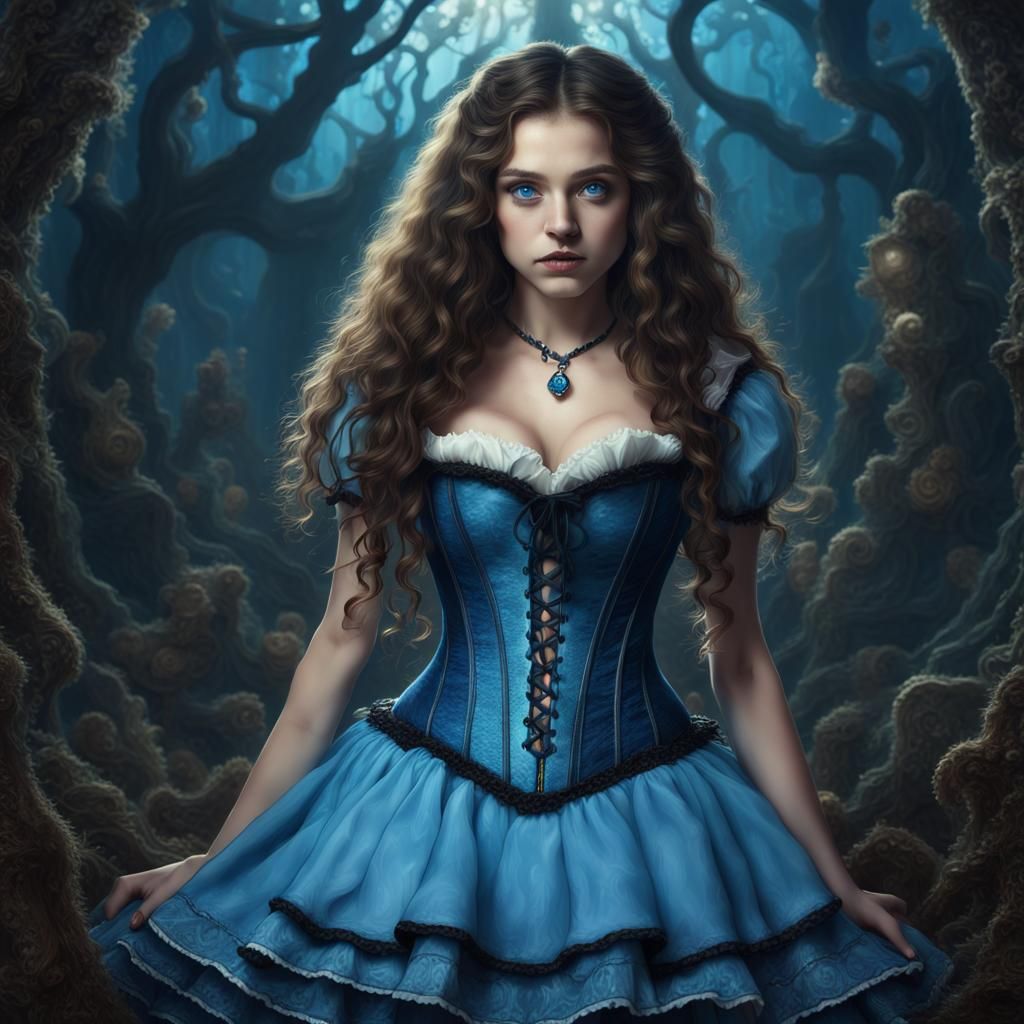 Alice in Wonderland with Haunted Look, Fantasy Art