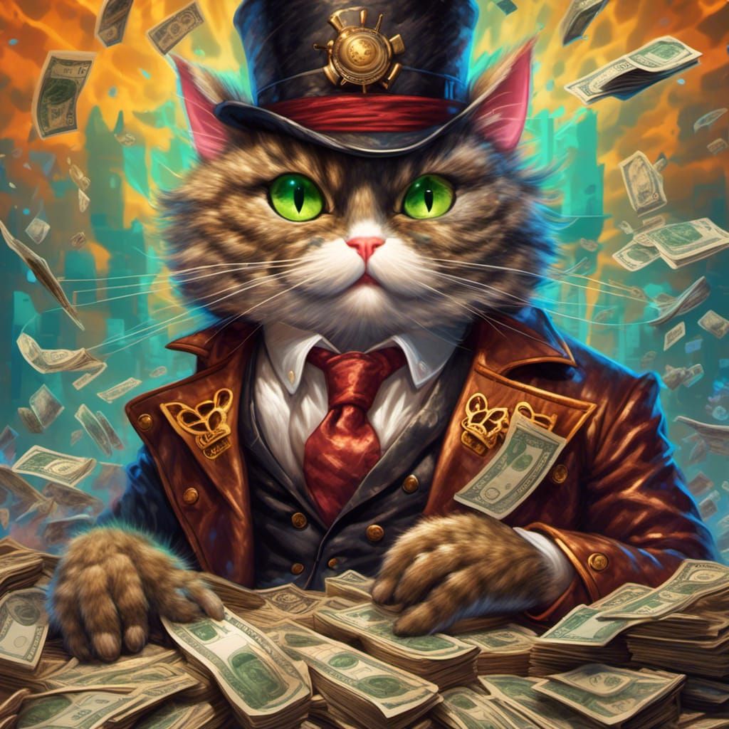 Steampunk Cat Mafia Boss in Hyperrealistic Style