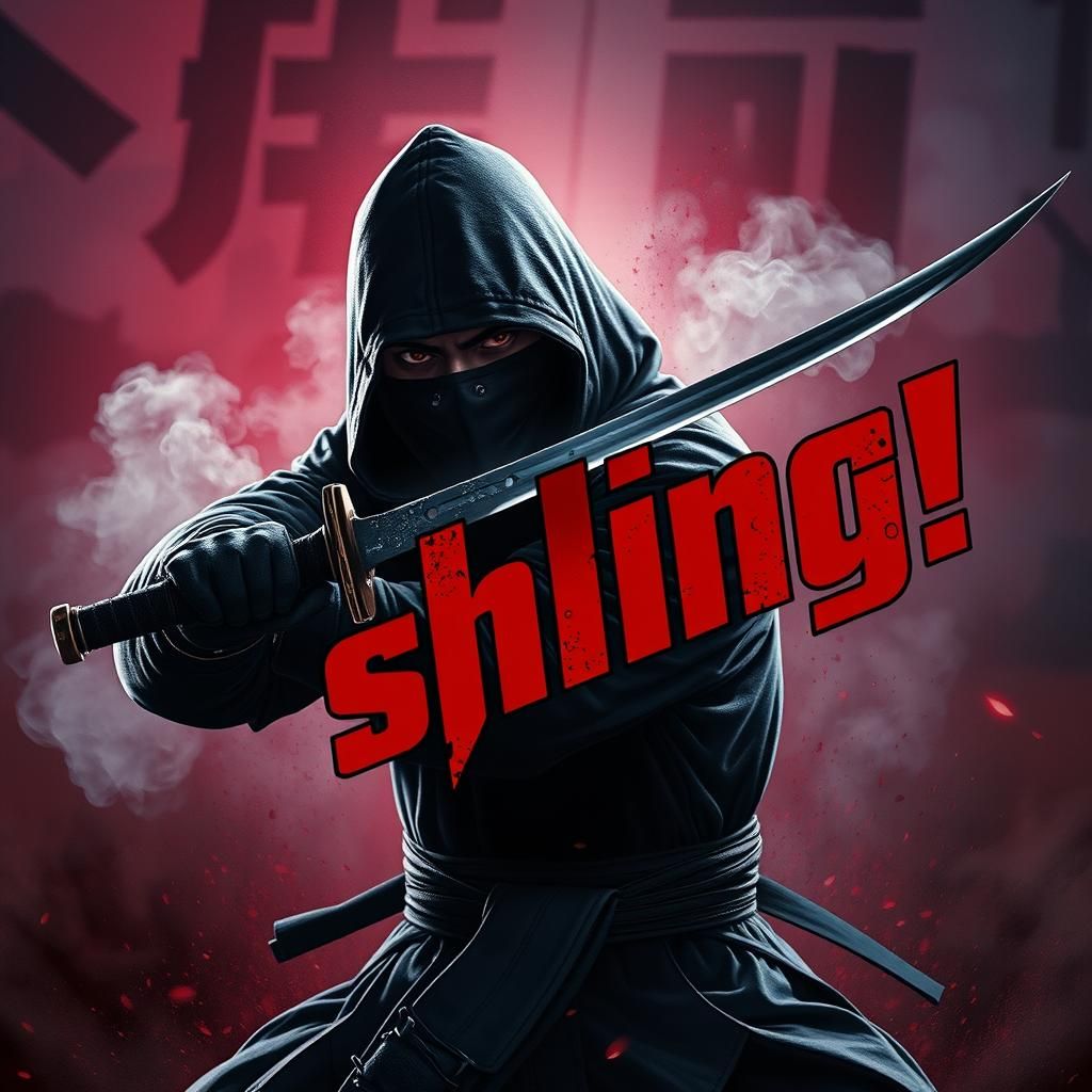 Ninja Katana Slices Bold Word in Cinematic Style