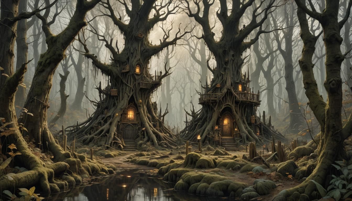 Haunted Woods Concept Art with Brass Details