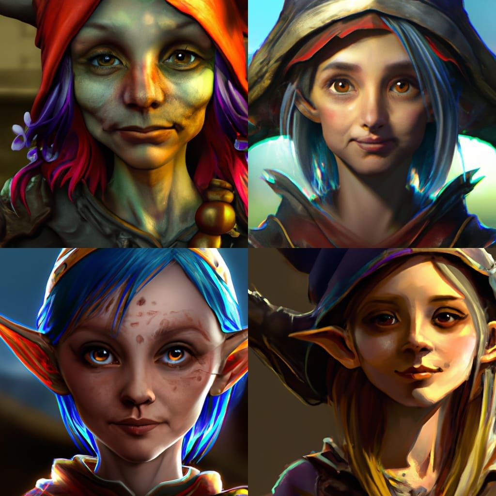Detailed Portrait of a Female Gnome in Digital Art Style