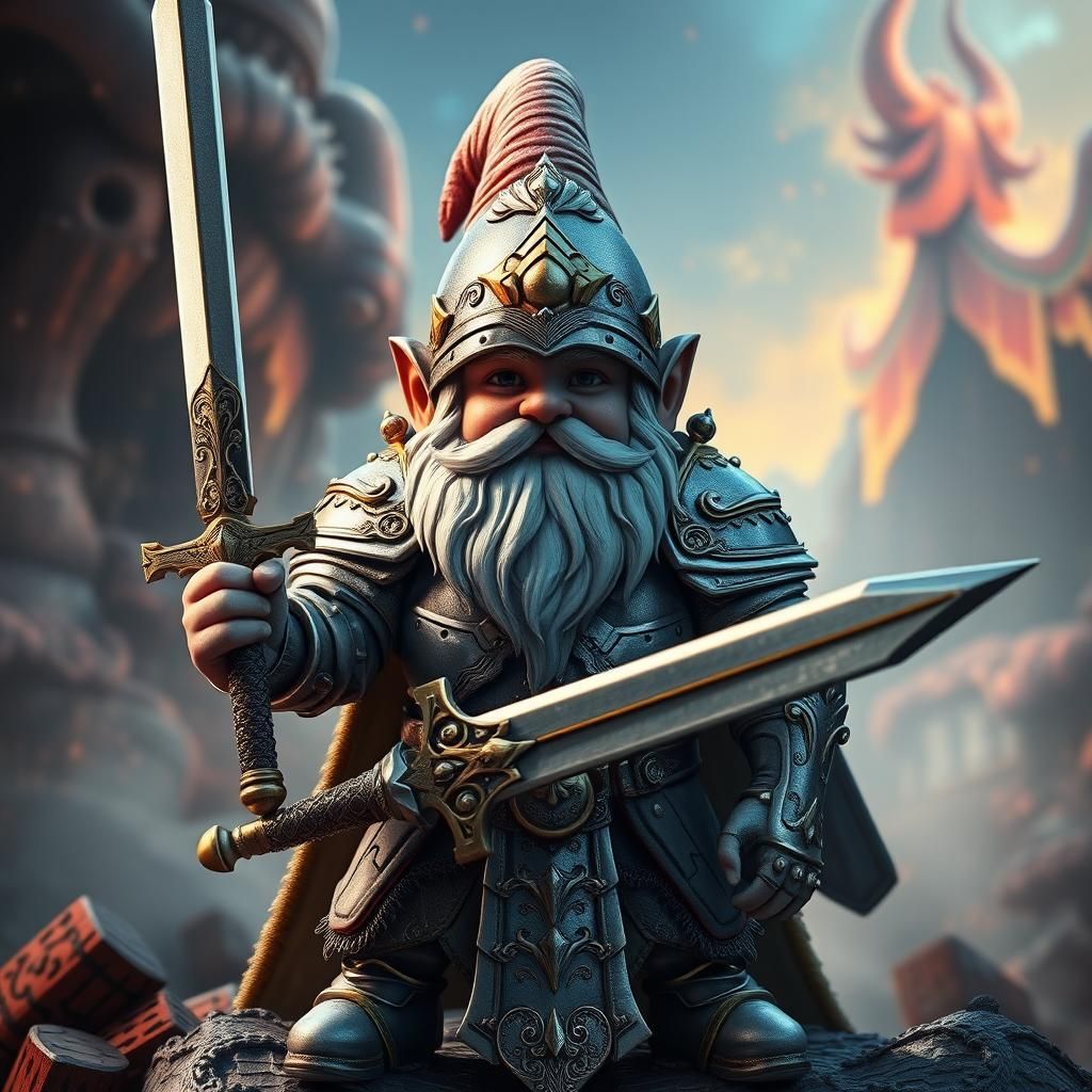 Gnome Warrior in Silver Armor: Fantasy Concept Art