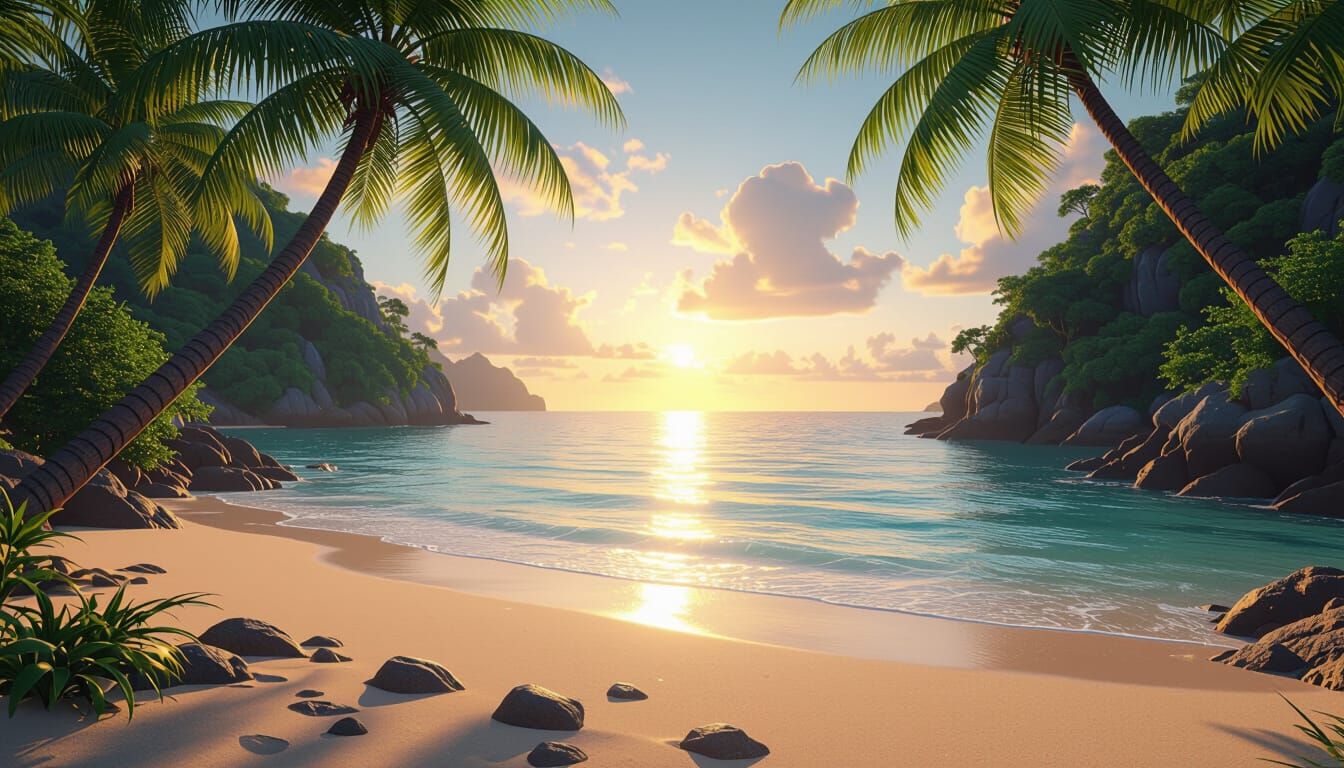 Maya Bay Dawn: 3D Anime Art Landscape