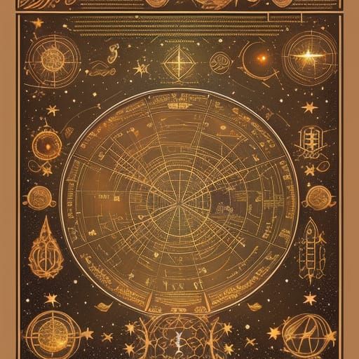Illuminated Star Map in Art Nouveau Style