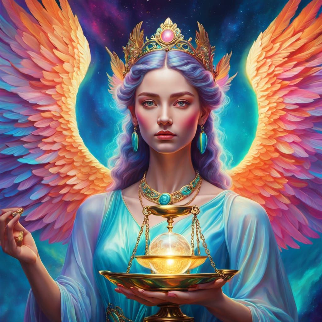 Libra Goddess Portrait in Surrealist Style