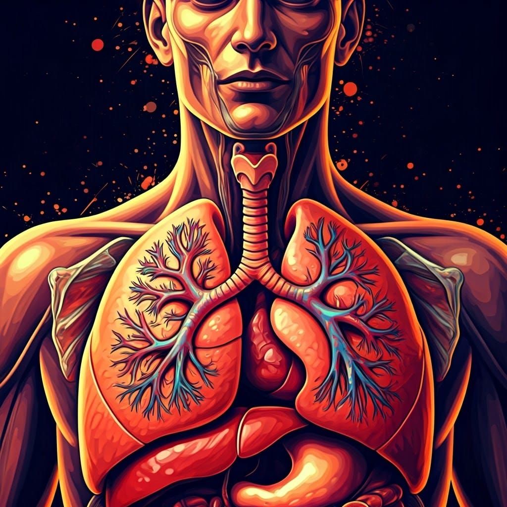 Human Respiratory System: Graffiti Art Diagram