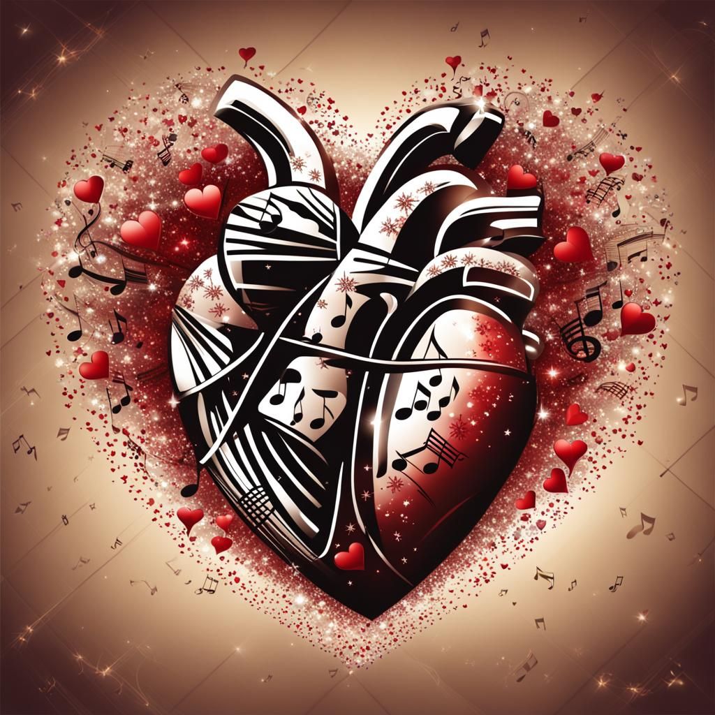 Magical Musical Heart with Kissing Couple