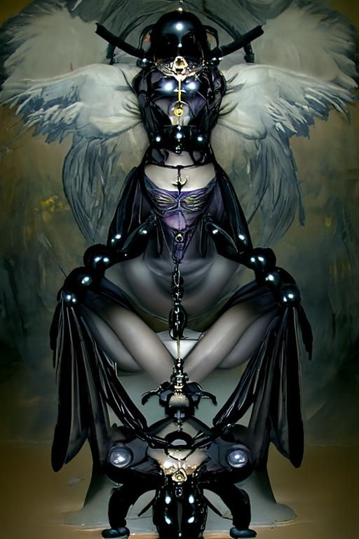 Seductive Purple Angel Bound in Chains