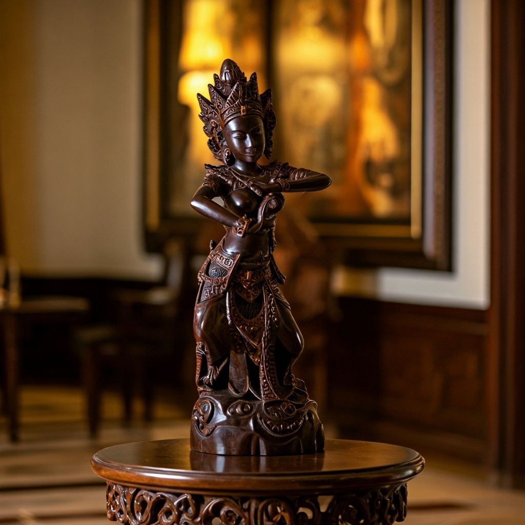 Sinuous Balinese Dancer Carved from Dark Hardwood