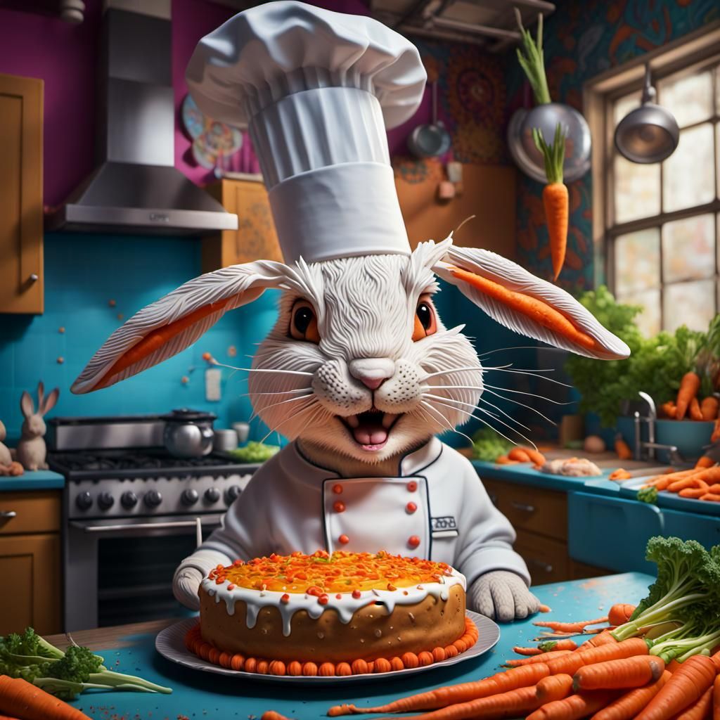 Enchanted Chef Rabbit in Carrot Cake Wonderland