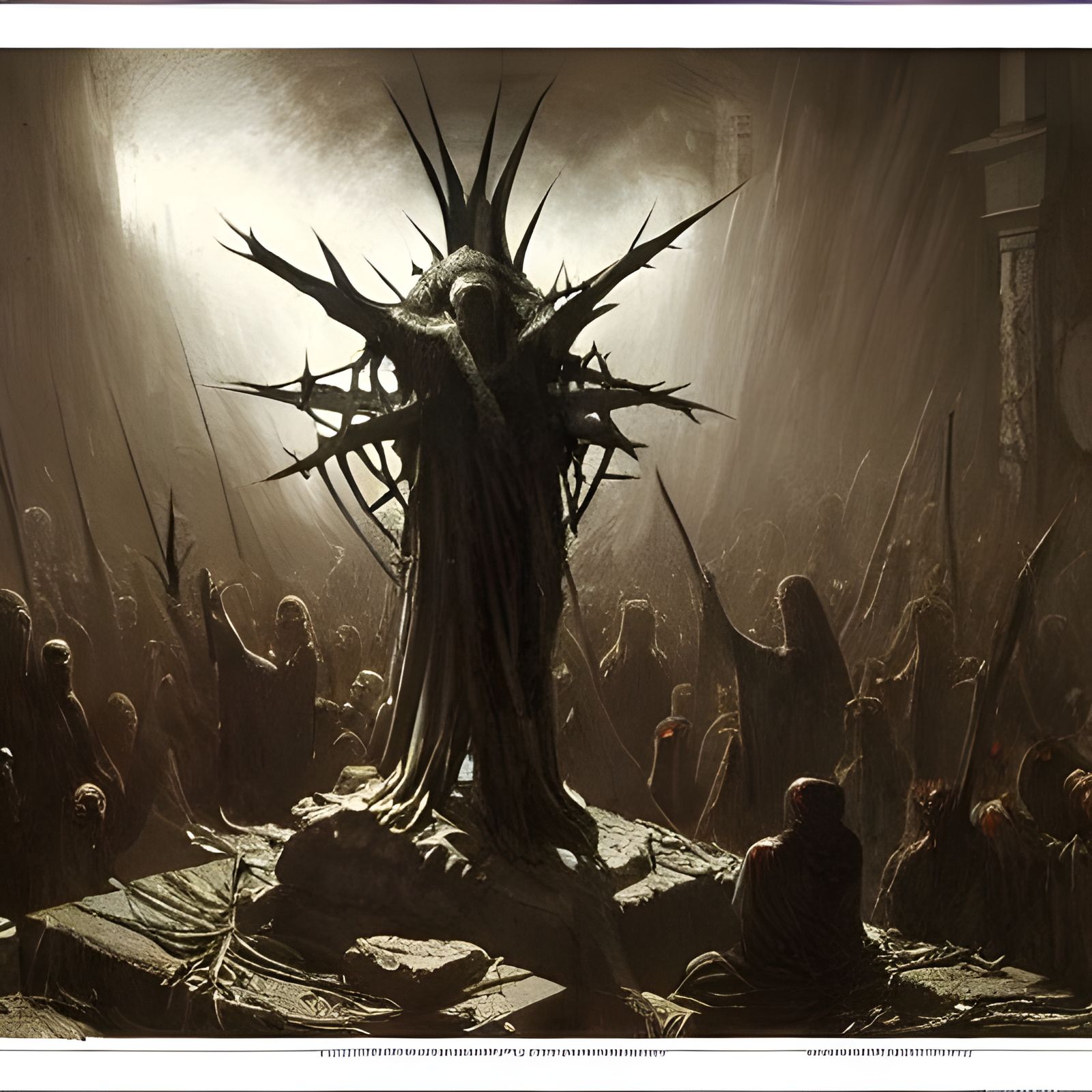 Horrific Crown of Thorns in Gothic Horror Style