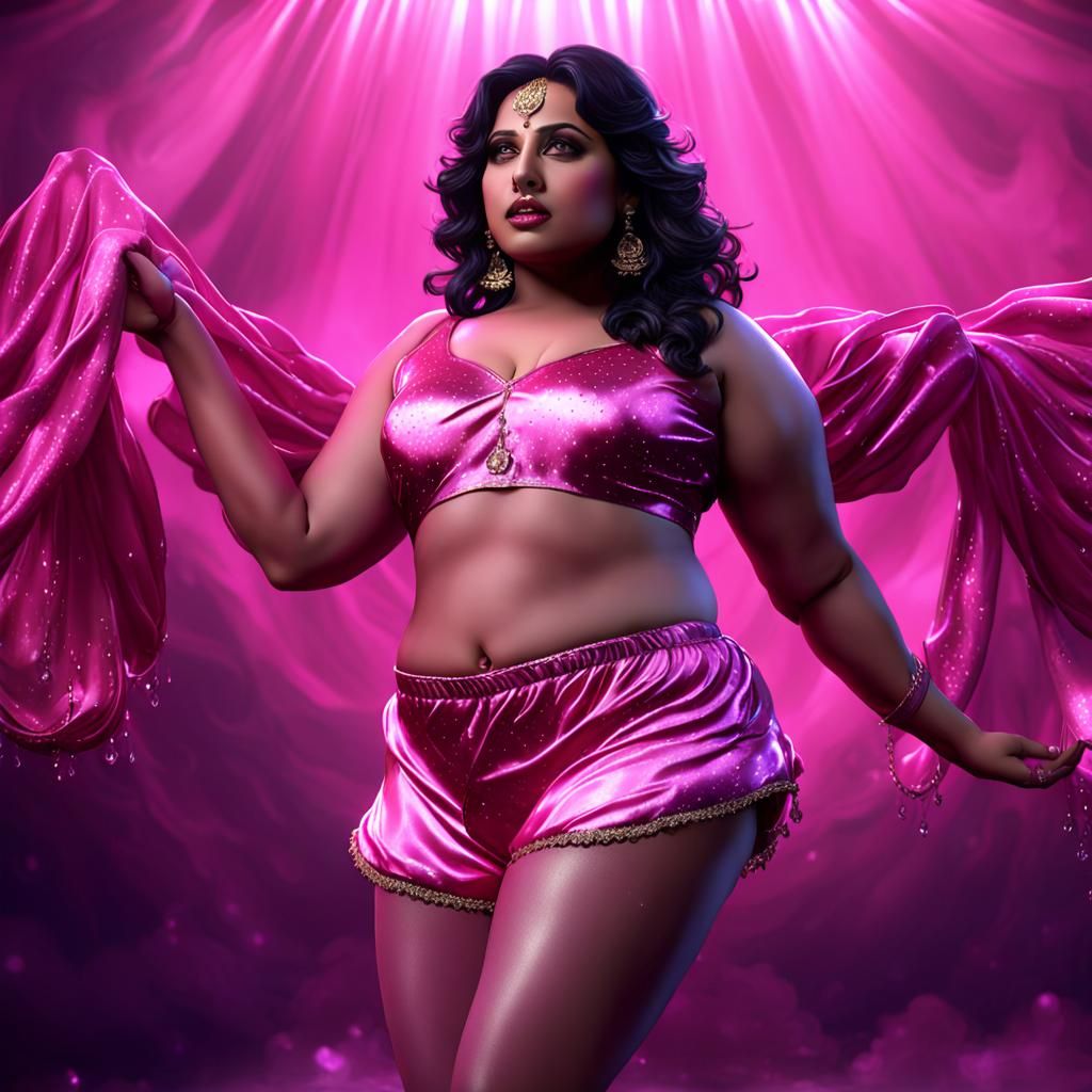 Curvy Pink Goddess in Dark Fantasy Art