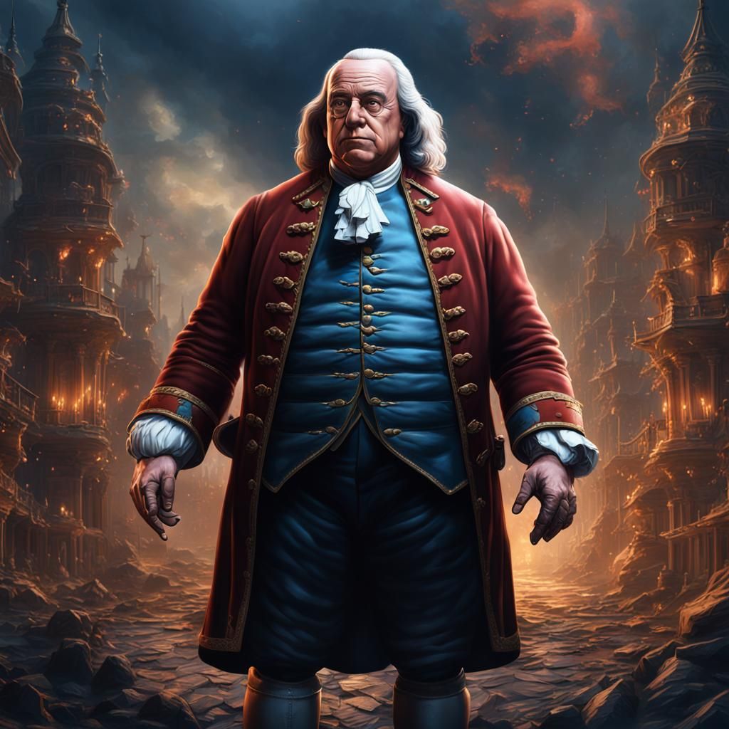Muscular Benjamin Franklin: Detailed Matte Painting