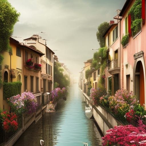 Venetian Villas along a Canal