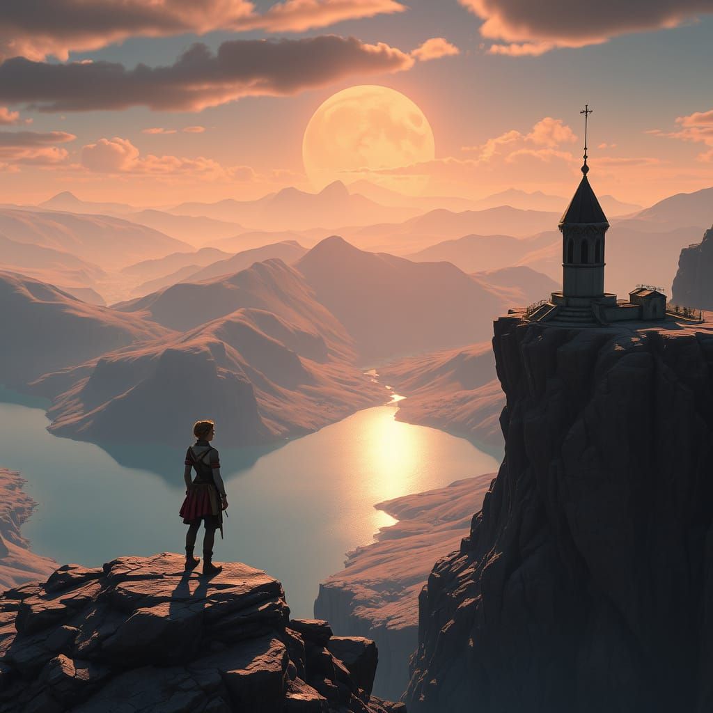 Duchess Overlooks Firewatch in Cyberpunk Landscape