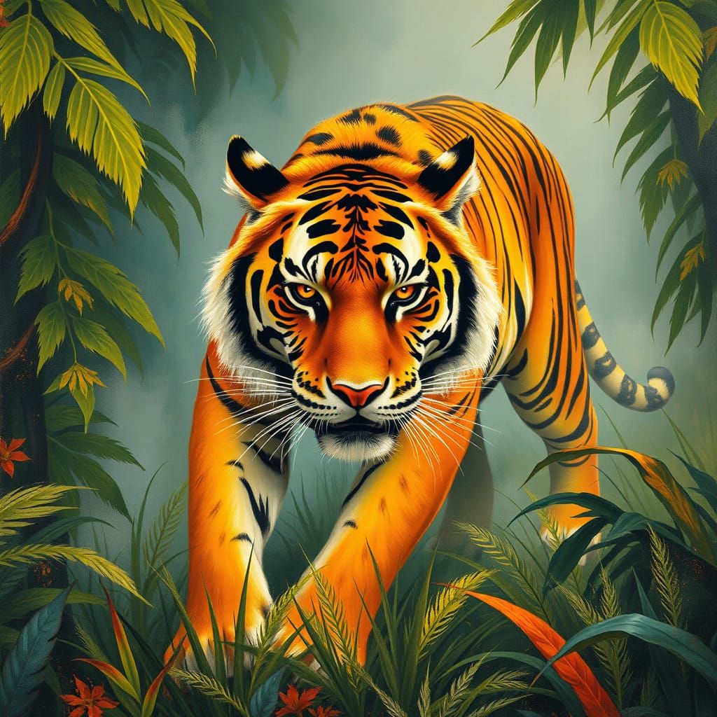 Fiery Tiger in Expressive Brushstrokes