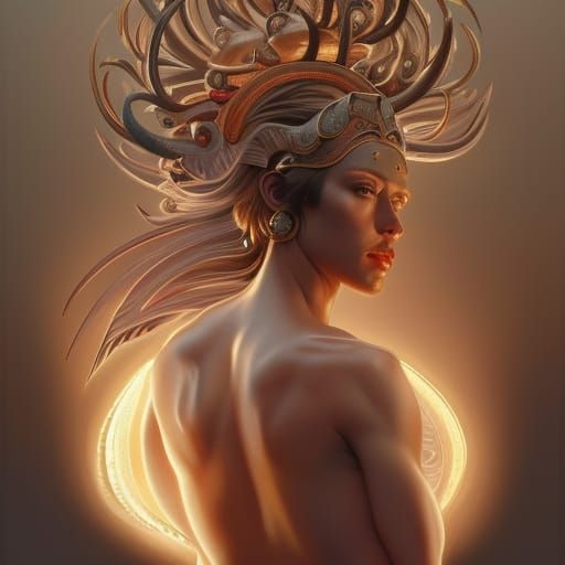 Godlike Fashion Portrait in Art Nouveau Style