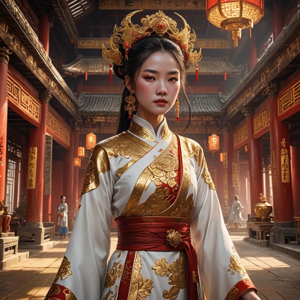 Donghua Girl in Ancient Golden Hall