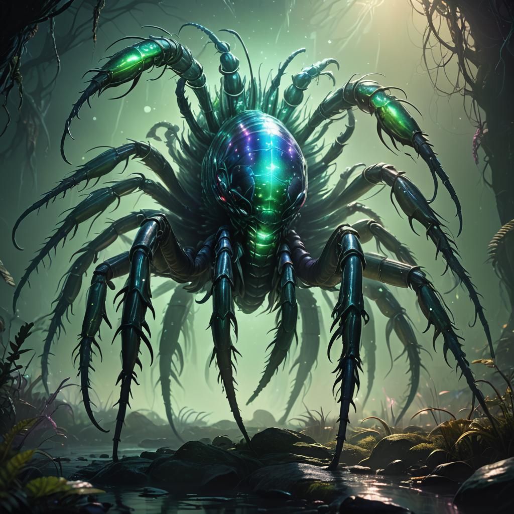 Giant Bioluminescent Centipede Concept Art