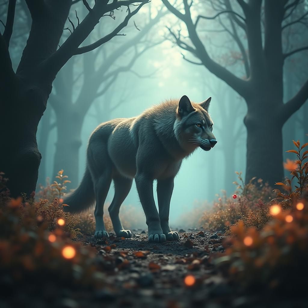 Mystical Forest Dweller: A Blurred Beast of Wonder